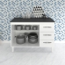 Kit Balcão Cozinha Gabinete Bianca 118 cm Branco com Tampo Tampão 120 cm Bianca Preto