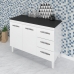 Kit Balcão Cozinha Gabinete Bianca 118 cm Branco com Tampo Tampão 120 cm Bianca Preto