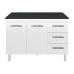Kit Balcão Cozinha Gabinete Bianca 118 cm Branco com Tampo Tampão 120 cm Bianca Preto