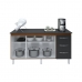 Kit Balcão Cozinha Gabinete Carina 138 cm Savana Frente Preta com Tampo Tampão 140 cm Carina Preto