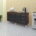 Kit Balcão Cozinha Gabinete Carina 138 cm Savana Frente Preta com Tampo Tampão 140 cm Carina Preto