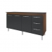 Kit Balcão Cozinha Gabinete Carina 138 cm Savana Frente Preta com Tampo Tampão 140 cm Carina Preto
