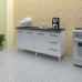 Kit Balcão Cozinha Gabinete Carina 138 cm Branco com Tampo Tampão 140 cm Carina Preto