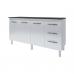 Kit Balcão Cozinha Gabinete Carina 138 cm Branco com Tampo Tampão 140 cm Carina Preto