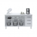 Kit Balcão Cozinha Gabinete Carina 138 cm Branco com Tampo Tampão 140 cm Carina Branco