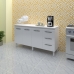 Kit Balcão Cozinha Gabinete Carina 138 cm Branco com Tampo Tampão 140 cm Carina Branco
