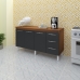 Kit Balcão Cozinha Gabinete Emily 157 cm Savana Frente Preta com Tampo Tampão 160 cm Emily Savana