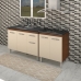 Armário Cozinha Gabinete pia de 120 cm Anitta com Balcão Cooktop 5 bocas Jade Savana frente Off-White