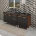 Armário Cozinha Gabinete pia de 120 cm Anitta com Balcão Cooktop 4 bocas Jade Savana frente preta