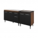 Armário Cozinha Gabinete pia de 120 cm Anitta com Balcão Cooktop 4 bocas Jade Savana frente preta