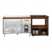 Armário Gabinete pia de 120 cm Anitta com Balcão Cooktop 5 Bocas e Forno Elisa Savana frente Off-White