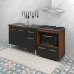 Armário Gabinete pia de 120 cm Anitta com Balcão Cooktop 5 bocas e Forno Elisa Savana frente preta