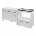 Armário Gabinete pia de 120 cm Anitta com Balcão Cooktop 5 bocas e Forno Elisa Branco