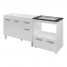 Armário Gabinete pia de 120 cm Anitta com Balcão Cooktop 4 bocas e Forno Elisa Branco