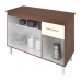 Kit Balcão Cozinha Gabinete Anitta 118 cm Savana Frente Off-White com Tampo Tampão 120 cm Anitta Savana