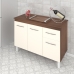 Kit Balcão Cozinha Gabinete Anitta 118 cm Savana Frente Off-White com Tampo Tampão 120 cm Anitta Savana