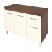 Kit Balcão Cozinha Gabinete Anitta 118 cm Savana Frente Off-White com Tampo Tampão 120 cm Anitta Savana