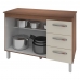 Kit Balcão Cozinha Gabinete Bianca 118 cm Savana Frente Off-White com Tampo Tampão 120 cm Bianca Savana