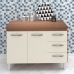 Kit Balcão Cozinha Gabinete Bianca 118 cm Savana Frente Off-White com Tampo Tampão 120 cm Bianca Savana