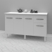 Kit Balcão Cozinha Gabinete Camile 138 cm Branco com Tampo Tampão 140 cm Branco