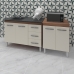 Armário Cozinha Gabinete Pia De 120 Cm Bianca Com Balcão Multiuso Micro-ondas Savana Off-white Serena
