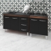Armário Cozinha Gabinete Pia De 120 Cm Bianca Com Balcão Cooktop 5 Bocas Savana Frente Preta Jade