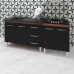 Armário Cozinha Gabinete Pia De 120 Cm Bianca Com Balcão Cooktop 4 Bocas Savana Frente Preta Jade