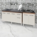 Armário Cozinha Gabinete Pia De 140 cm Camile Com Balcão Cooktop 4 Bocas Savana Frente Off-white Jade