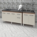 Armário Cozinha Gabinete Pia De 140 cm Camile Com Balcão Cooktop 5 Bocas Savana Frente Off-white Jade