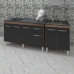 Armário Cozinha Gabinete Pia De 140 cm Camile Com Balcão Cooktop 5 Bocas Savana Frente Preta Jade