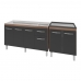 Armário Cozinha Gabinete Pia De 140 cm Camile Com Balcão Cooktop 5 Bocas Savana Frente Preta Jade