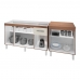 Armário Cozinha Gabinete Pia De 140 cm Camile Com Balcão Multiuso Micro-ondas Savana Frente Off-white Serena