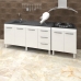 Armário Cozinha Gabinete Pia De 150 cm Diana Com Balcão Cooktop 4 Bocas Branco Jade
