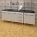 Armário Cozinha Gabinete Pia De 160 cm Emily Com Balcão Cooktop 4 Bocas Branco Jade