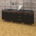 Armário Cozinha Gabinete Pia De 160 cm Emily Com Balcão Cooktop 5 Bocas Savana Frente Preta Jade