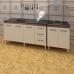 Armário Cozinha Gabinete Pia De 160 cm Emily Com Balcão Cooktop 5 Bocas Savana Frente Off-white Jade