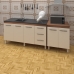 Armário Cozinha Gabinete Pia De 160 cm Emily Com Balcão Multiuso Micro-ondas Savana Frente Off-white Serena