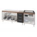 Armário Cozinha Gabinete Pia De 140 cm Carina Com Balcão Cooktop 4 Bocas Savana Frente Preta Jade