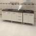 Armário Cozinha Gabinete Pia De 140 cm Carina Com Balcão Cooktop 4 Bocas Savana Frente Off-white Jade