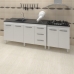 Armário Cozinha Gabinete Pia De 140 cm Carina Com Balcão Cooktop 5 Bocas Branco Jade