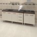 Armário Cozinha Gabinete Pia De 140 cm Carina Com Balcão Cooktop 5 Bocas Savana Frente Off-white Jade