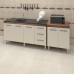 Armário Cozinha Gabinete Pia De 140 cm Carina Com Balcão Multiuso Micro-ondas Savana Frente Off-white Serena