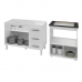 Armário Gabinete pia de 120 cm Bianca com Balcão Cooktop 4 Bocas e Forno Elétrico Elisa Branco