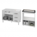 Armário Gabinete pia de 120 cm Bianca com Balcão Cooktop 5 Bocas e Forno Elétrico Elisa Branco