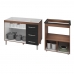 Armário Gabinete pia de 120 cm Bianca com Balcão Cooktop 5 Bocas e Forno Elétrico Elisa Savana frente preta