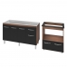 Armário Gabinete pia de 140 cm Camile com Balcão Cooktop 4 Bocas e Forno Elétrico Elisa Savana frente preta