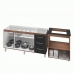 Armário Gabinete Balcão para Pia 138 cm Carina com Balcão para Cooktop 4 Bocas Forno Elétrico Savana frente Preta