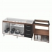 Armário Gabinete Balcão para Pia 138 cm Carina Balcão para Cooktop 5 Bocas Forno Elétrico Elisa Savana frente Preta
