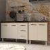 Armário Cozinha Gabinete Pia de 120 cm Bruna e Balcão Fran para Cooktop 4 Bocas Savana Off White