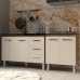 Armário Cozinha Gabinete Pia de 120 cm Bruna e Balcão Fran para Cooktop 5 Bocas Savana Off White